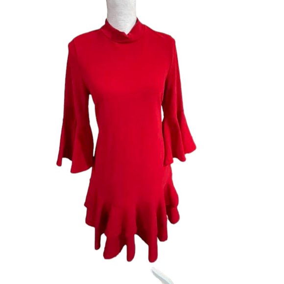 Boston Proper Beyond Travel Flare  Double Ruffled Party Cocktail Dr… - Picture 5 of 16